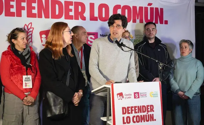 El candidato de la coalición IU-Movimiento Sumar-Equo a la Presidencia de la Junta de Castilla y León, Juan Gascón. Foto: R. Valtero.
