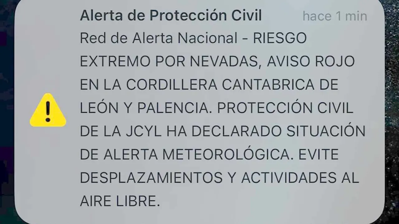 La Junta de Castilla y León ha enviado una alerta a los móviles de León y Palencia por “riesgo extremo” de nevadas a través del sistema ES-ALERT ante la activación del aviso rojo.