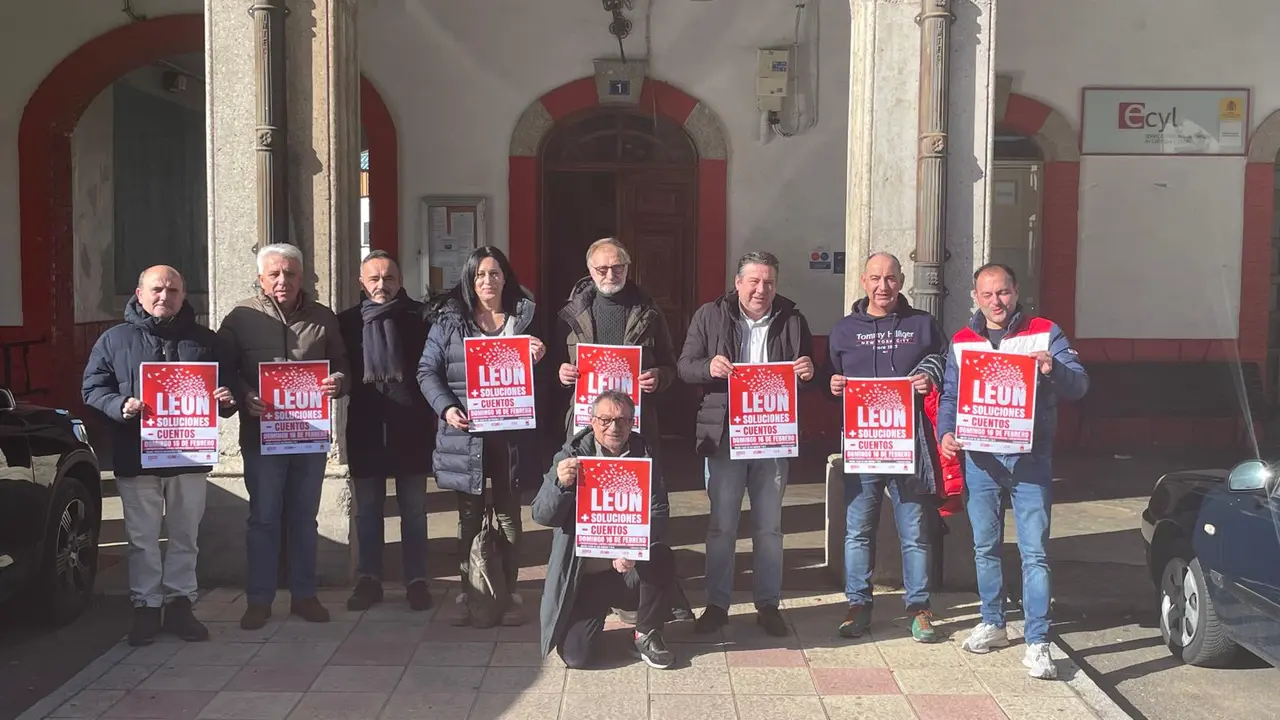 Alcaldes de la montaña oriental leonesa se reúnen y muestran su apoyo a los sindicatos mayoritarios en la manifestación del 16 de febrero por el futuro de la provincia.