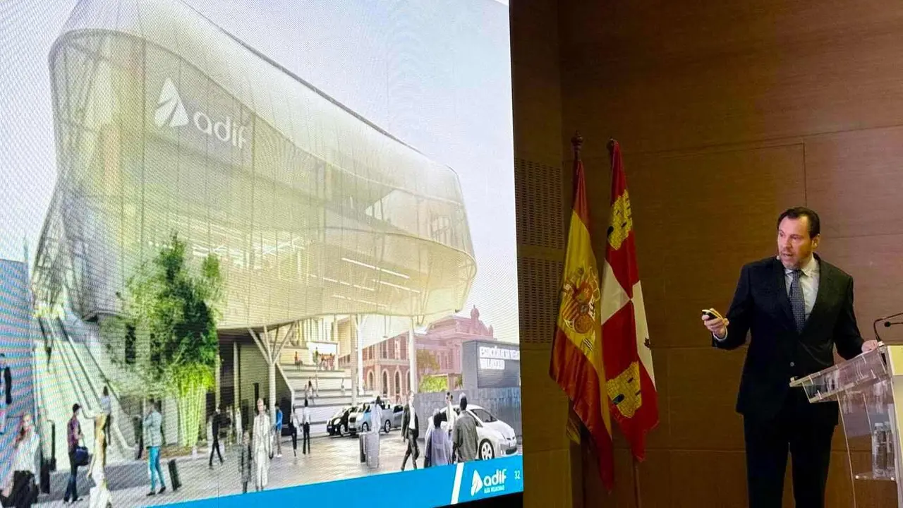 El ministro de Transportes y Movilidad Sostenible, Óscar Puente, presenta el proyecto de la nueva estación de tren de Valladolid Campo Grande.