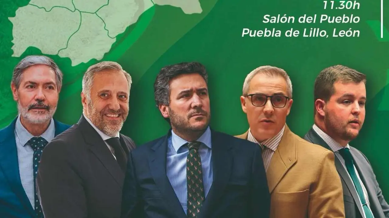 Imagen parcial del cartel del acto previsto por Vox en Puebla de lillo.