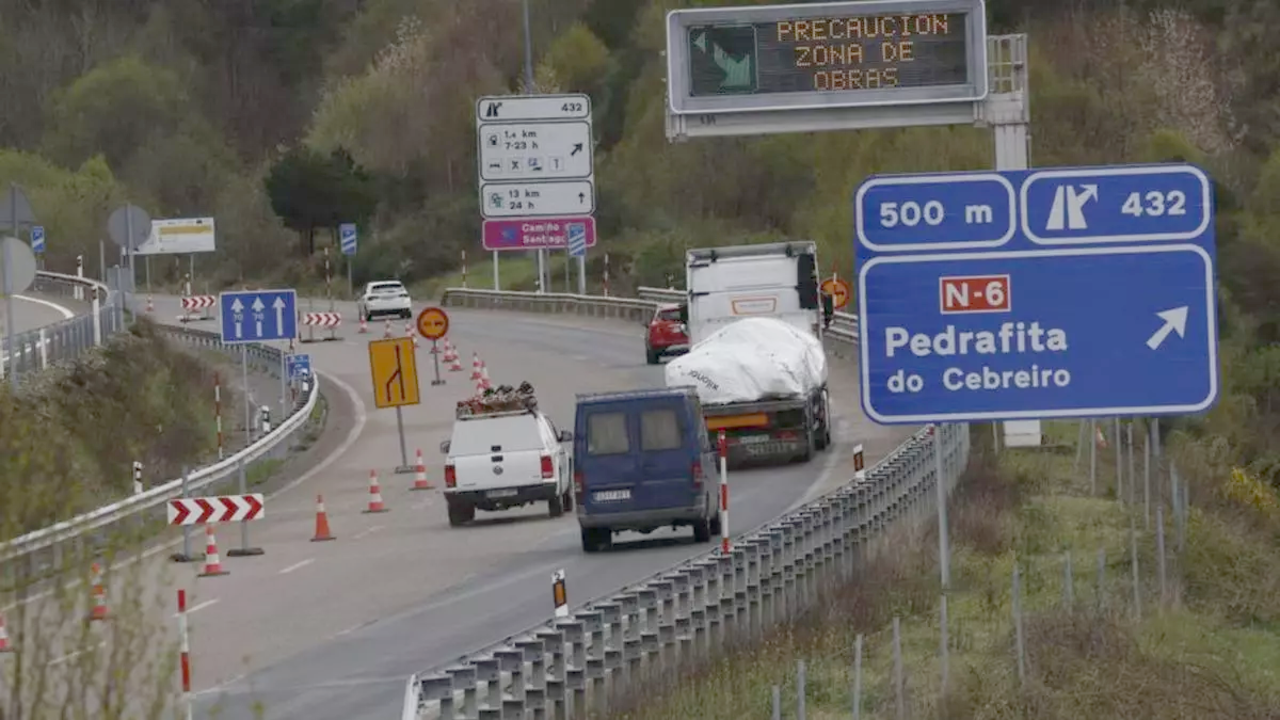 Imagen de los nuevos cortes de tráfico en la conexión entre Galicia y León.