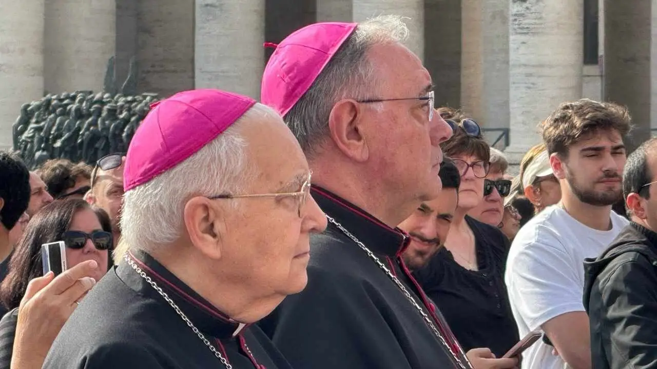 Los leoneses desplazados a Roma en un viaje coincidente con el fallecimiento del Papa Francisco han realizado en la capital vaticana la peregrinación a la Basílica de San Pedro, de Roma, en el marco de la celebración del Jubileo 2025 'Peregrinos de Esperanza’ con un sentido recuerdo y rezo de un responso por el eterno descanso del Papa Francisco. Fotos: Obispado de León