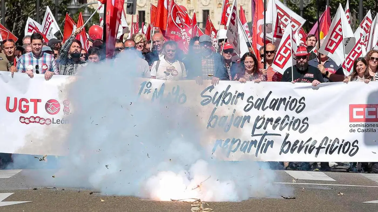 Manifestación en León con motivo del Primero de Mayo.