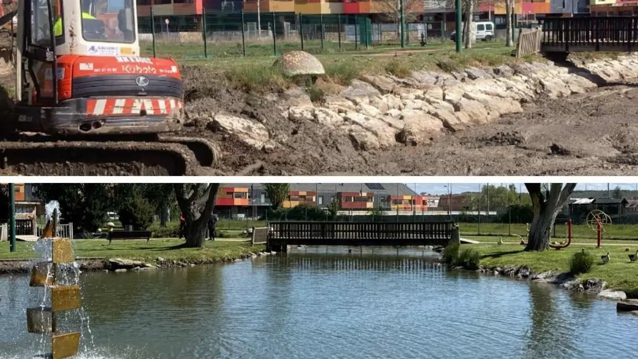 Imagen del Jardín de los Patos de San Andrés en su antes y después.