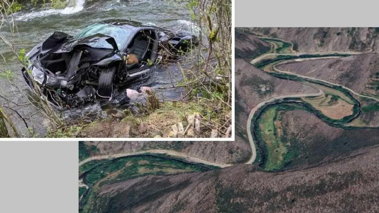 Imagen del Ferrari accidentado y de la zona por la que circulaba en una imagen de Google Maps.