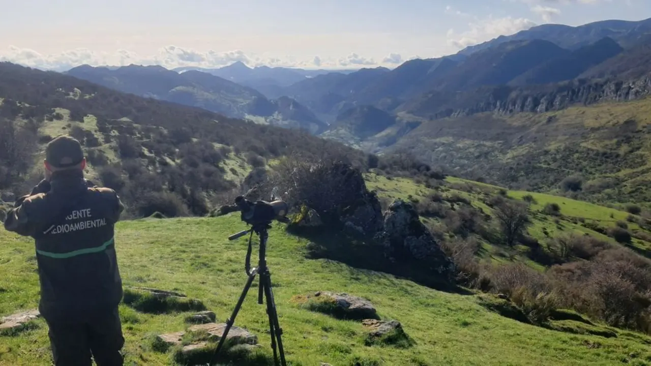 Agentes medioambientales interceptan varias motos circulando fuera de pista en el monte de La Robla.