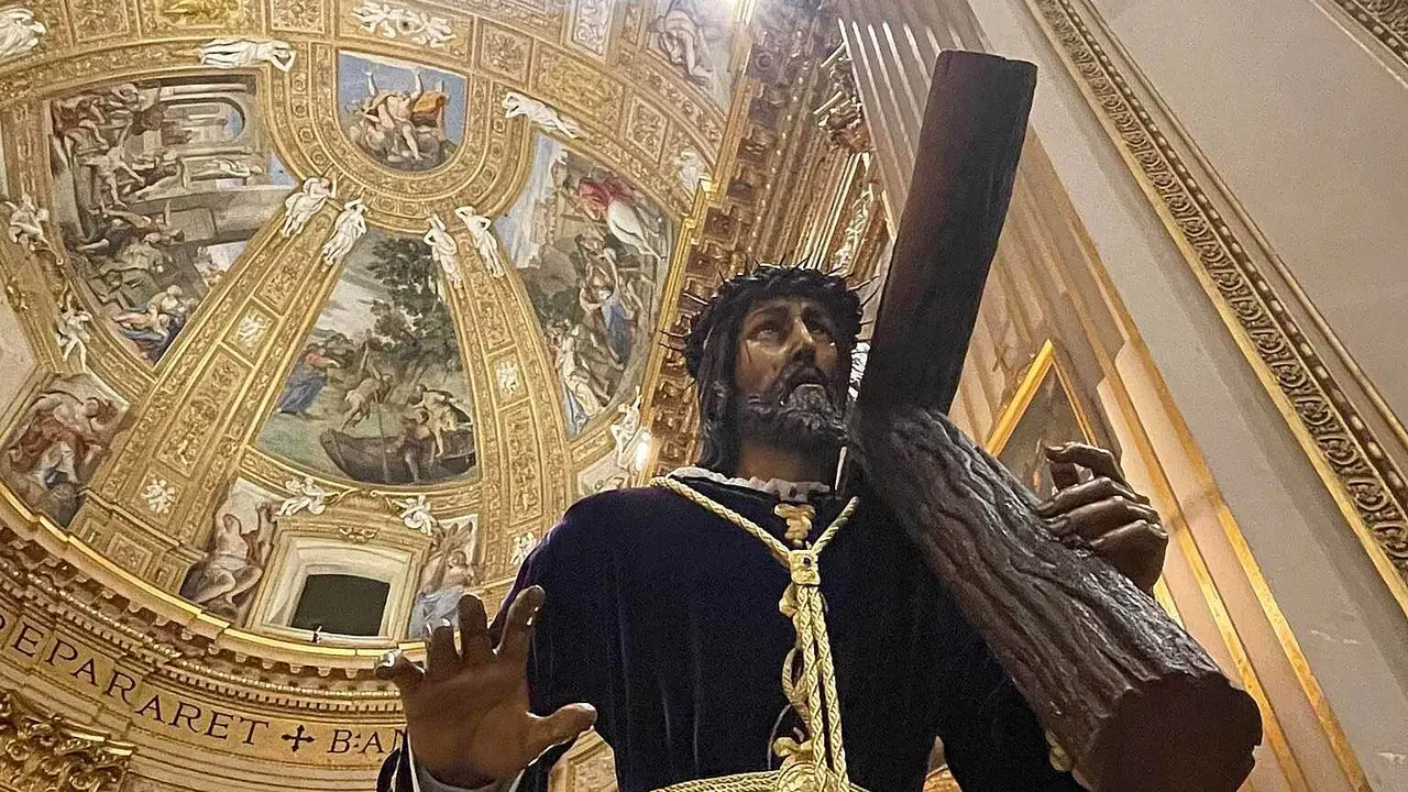 El Nazareno, talla de la escuela castellana, durante su presencia en Roma.