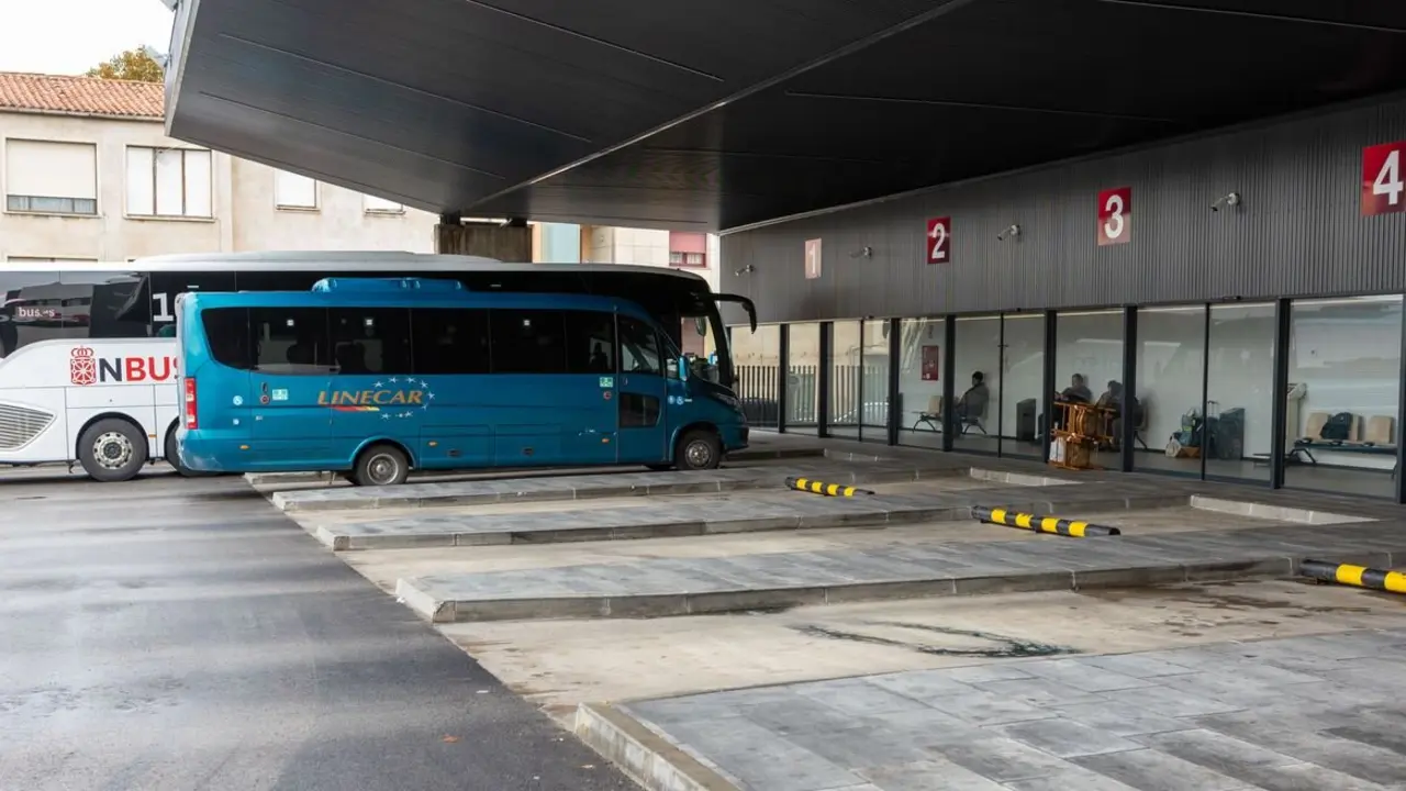 Estación de autobuses de Soria durante la jornada de huelga.
