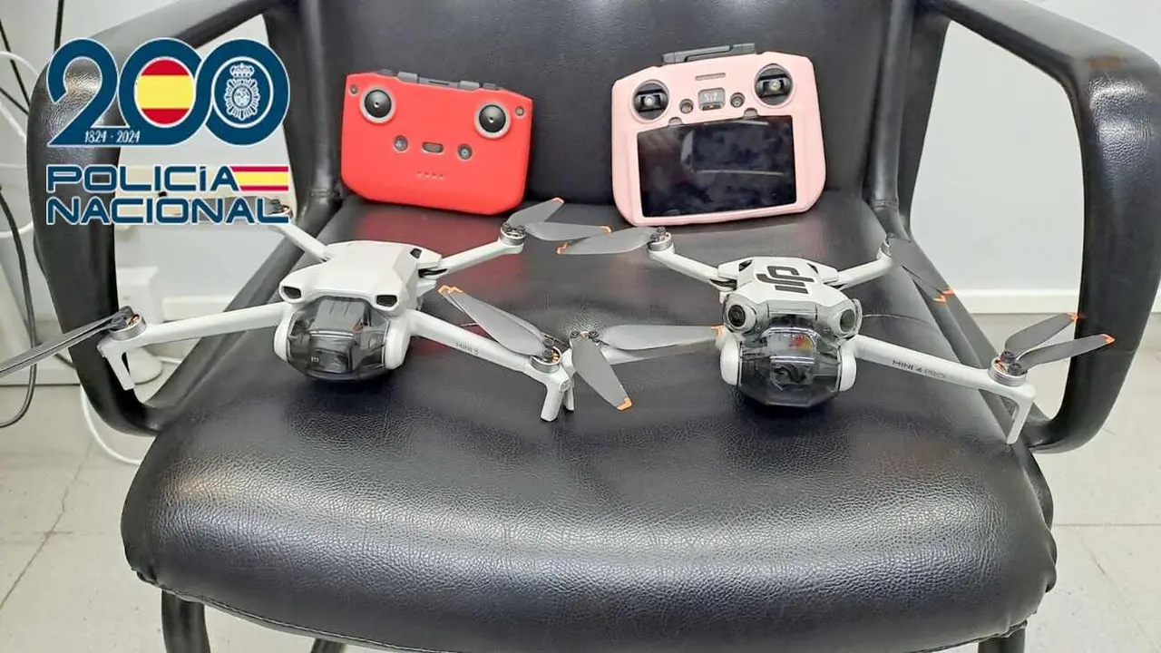 Imagen de los drones inmovilizados por los efectivos de la Policía Nacional.