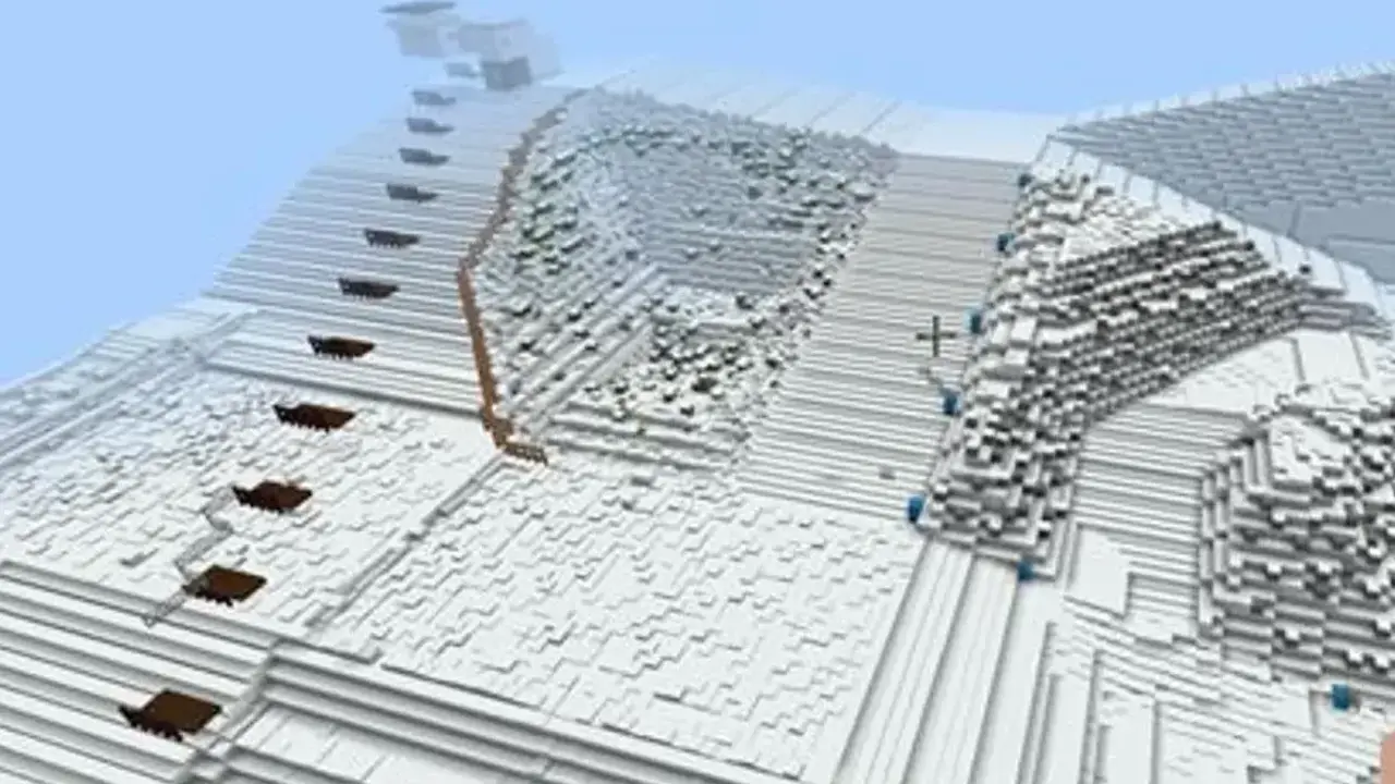 Recreación de la estación de San Isidro con bloques de Minecraft.