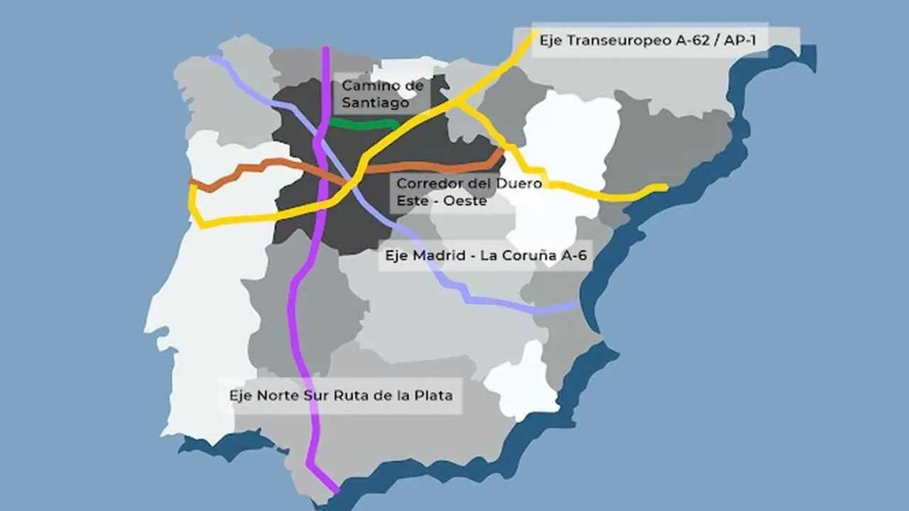 Imagen del mapa correspondiente a los principales corredores peninsulares.