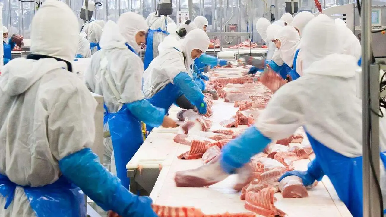 Trabajadores de la planta de Embutidos Rodríguez.
