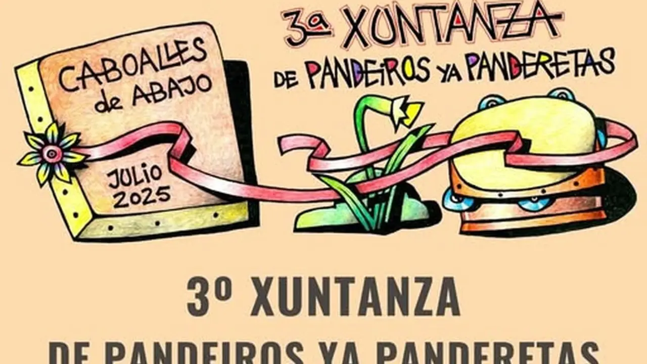 Cartel oficial de la III Xuntaza de Pandeiros ya Panderetas.