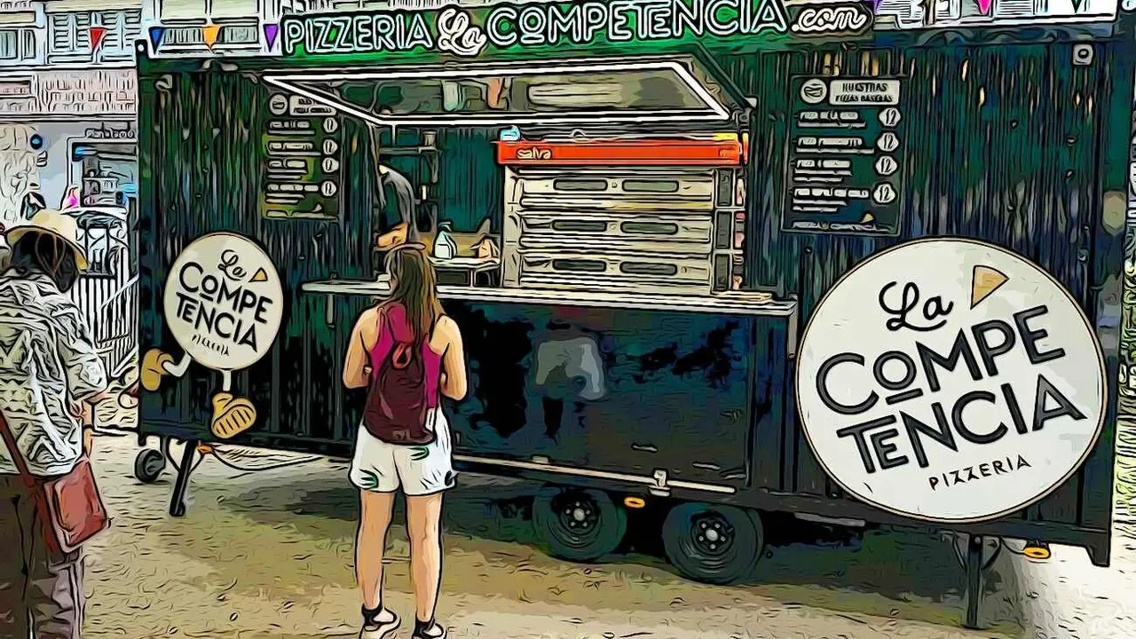 La competencia, un clásico del Come y Calle en el Parque de San Francisco en una imagen con filtros de edición.