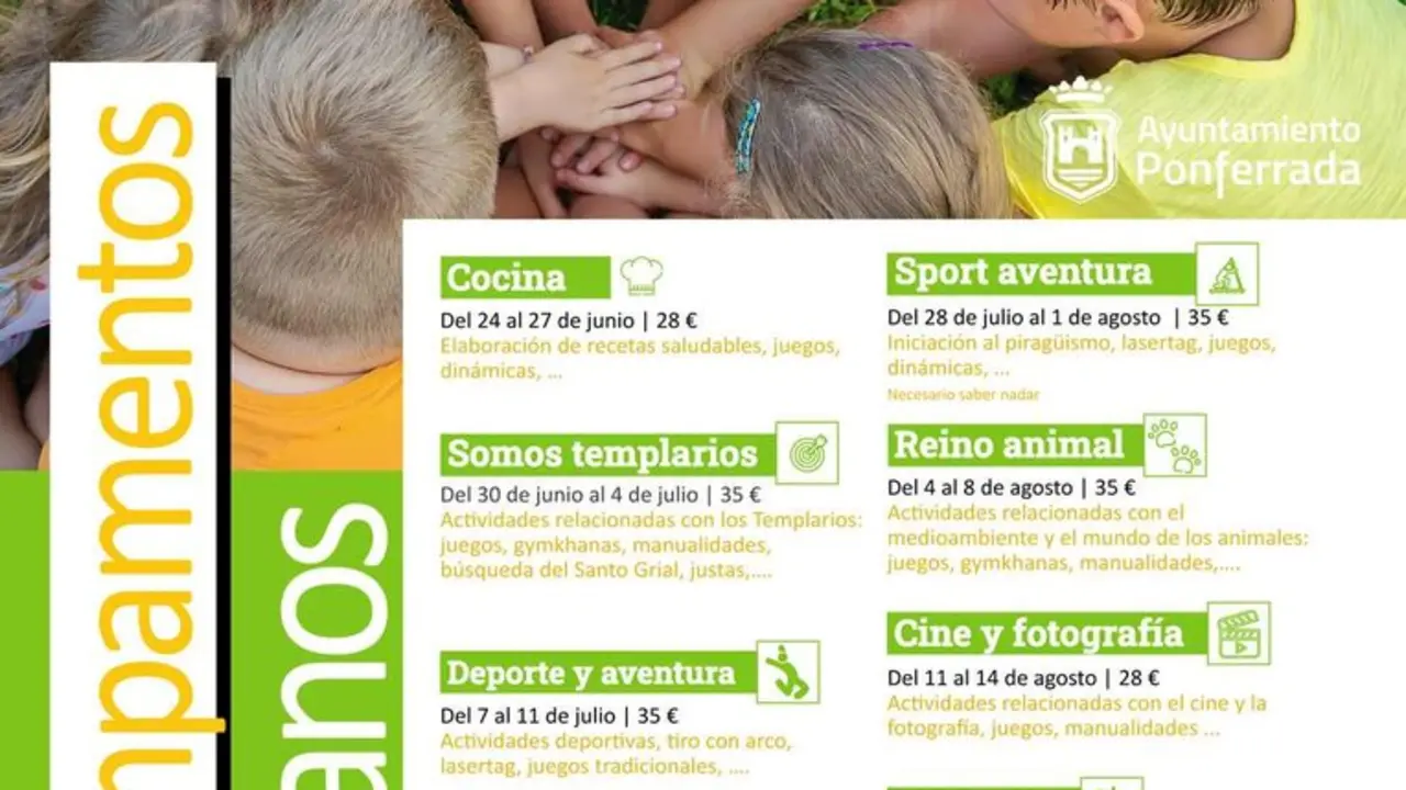Imagen del cartel de campamentos urbanos.