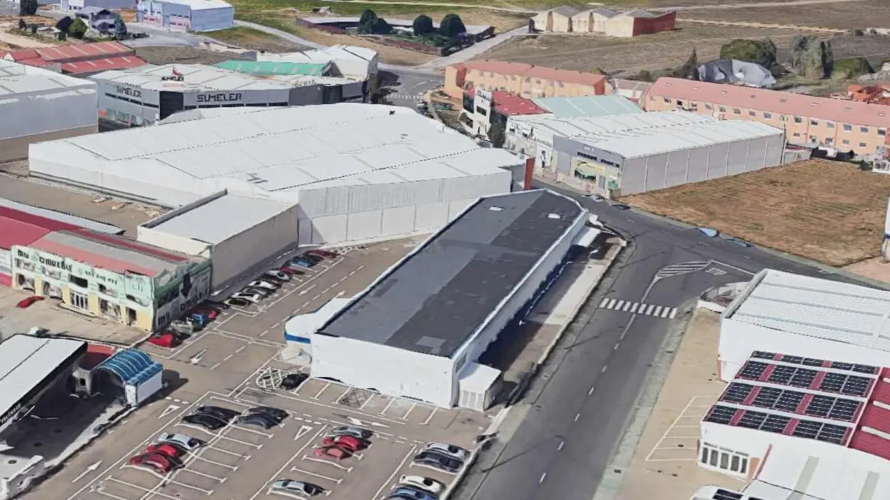 Imagen aérea de Google Maps del polígono industrial de Trobajo del Camino.