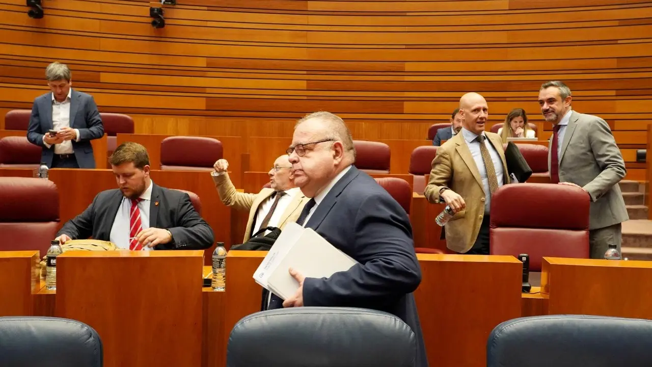 El consejero de Sanidad, durante el pleno de las Cortes.