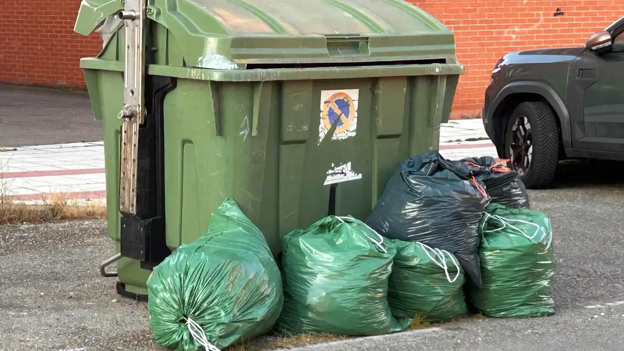 Imagen de un contenedor sobresaturado con residuos urbanos.