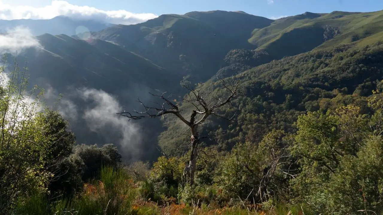 Paisajes de la Tebaida berciana que se pueden ver desde la ruta de los canales romanos entre Peñalba de Santiago y Las Médulas (León)