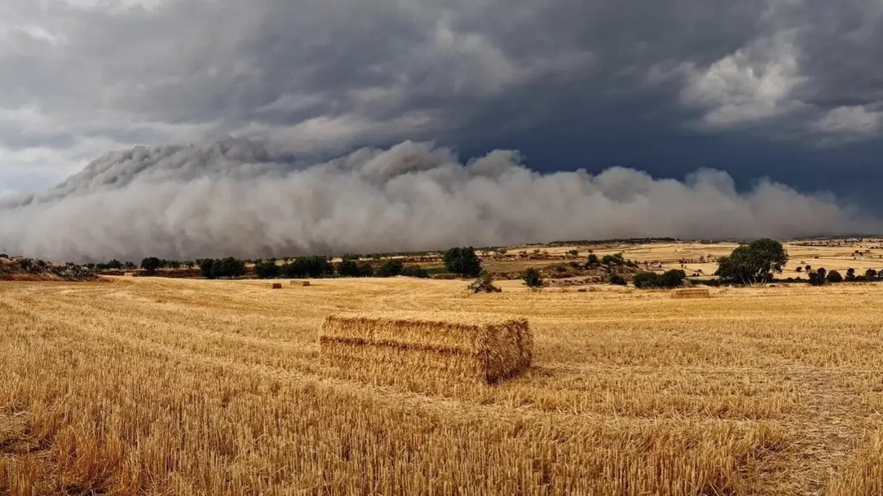 Imagen de la enorme humareda por el incendio extremo desatado este martes.
