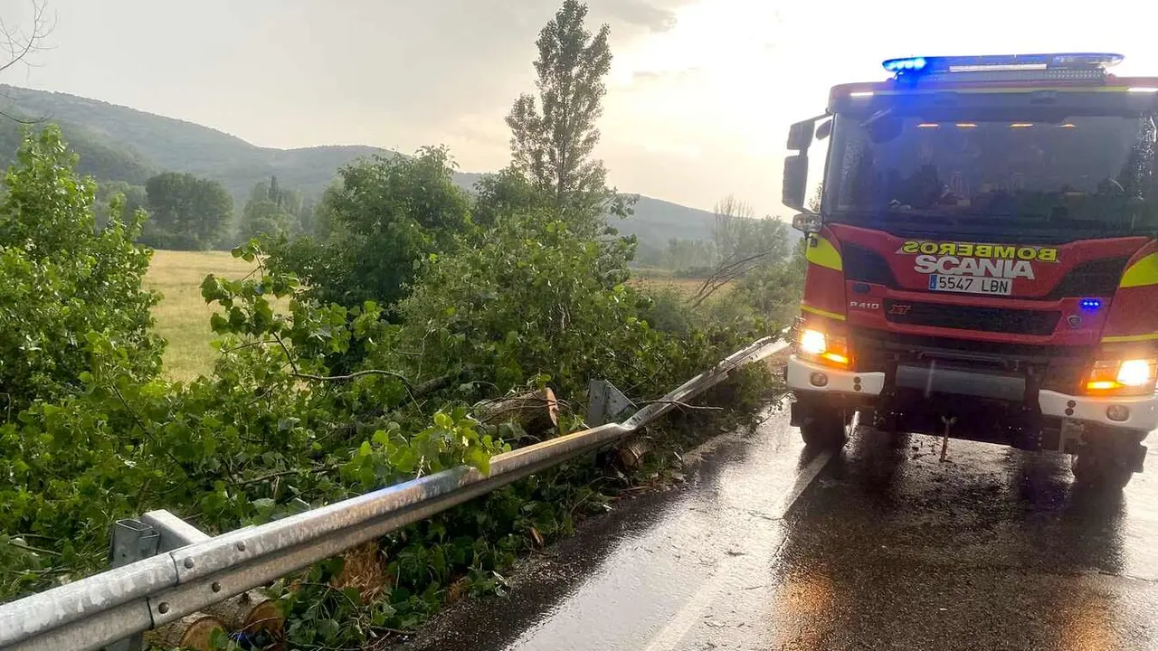 Efectivos de Bomberos de Diputación, durante la intervención en la zona. Foto: Sepeis