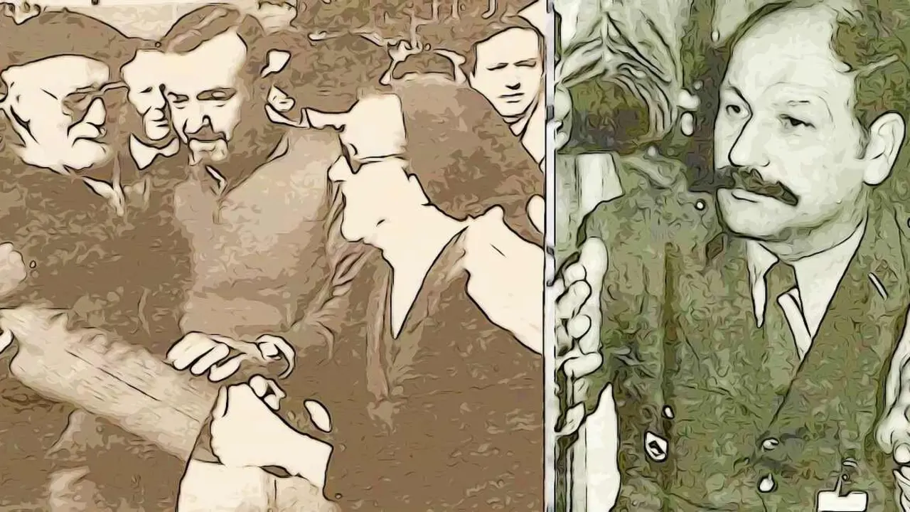 Pedro Guerrero Arias, a la derecha; a la izquierda, Orbegozo tras su liberación en una imagen digitalizada.