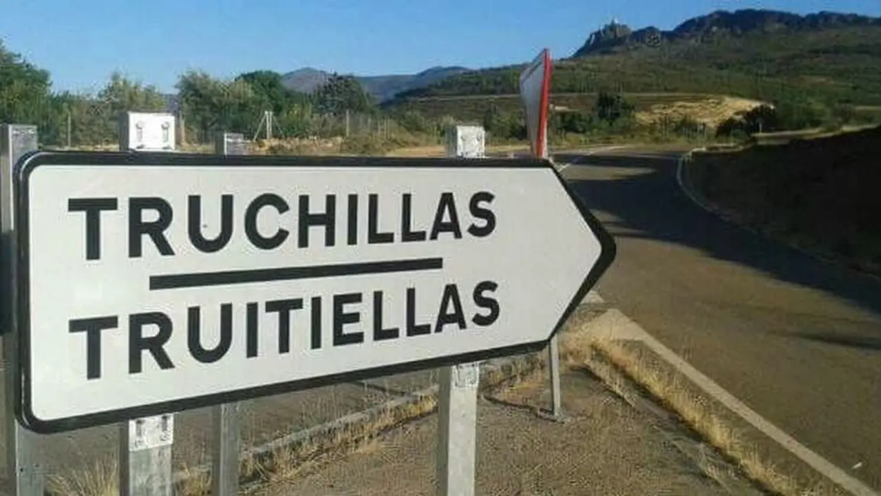 Cartel de Truchas en Castellano y en llione´´es