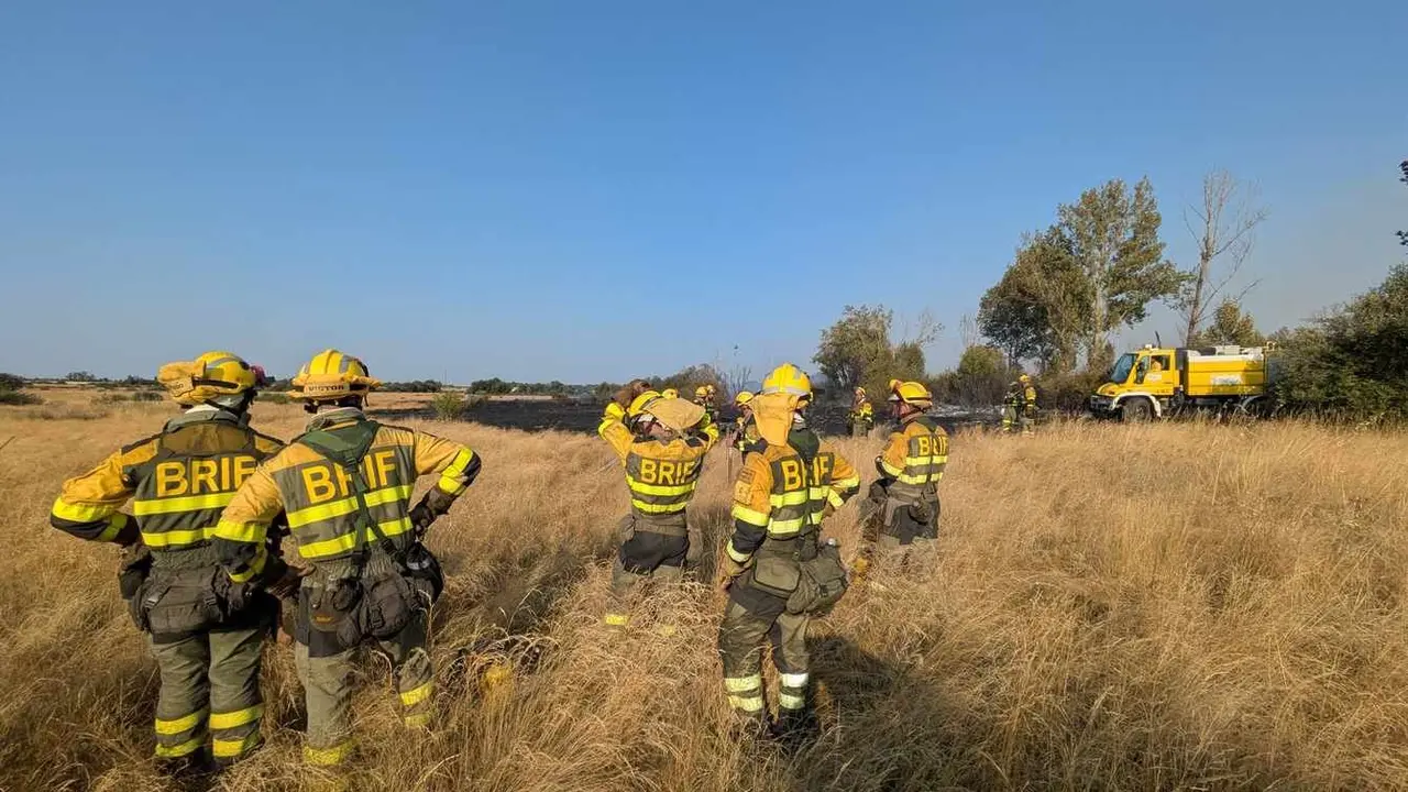 Brigadistas interviniendo en la zona del incendio.