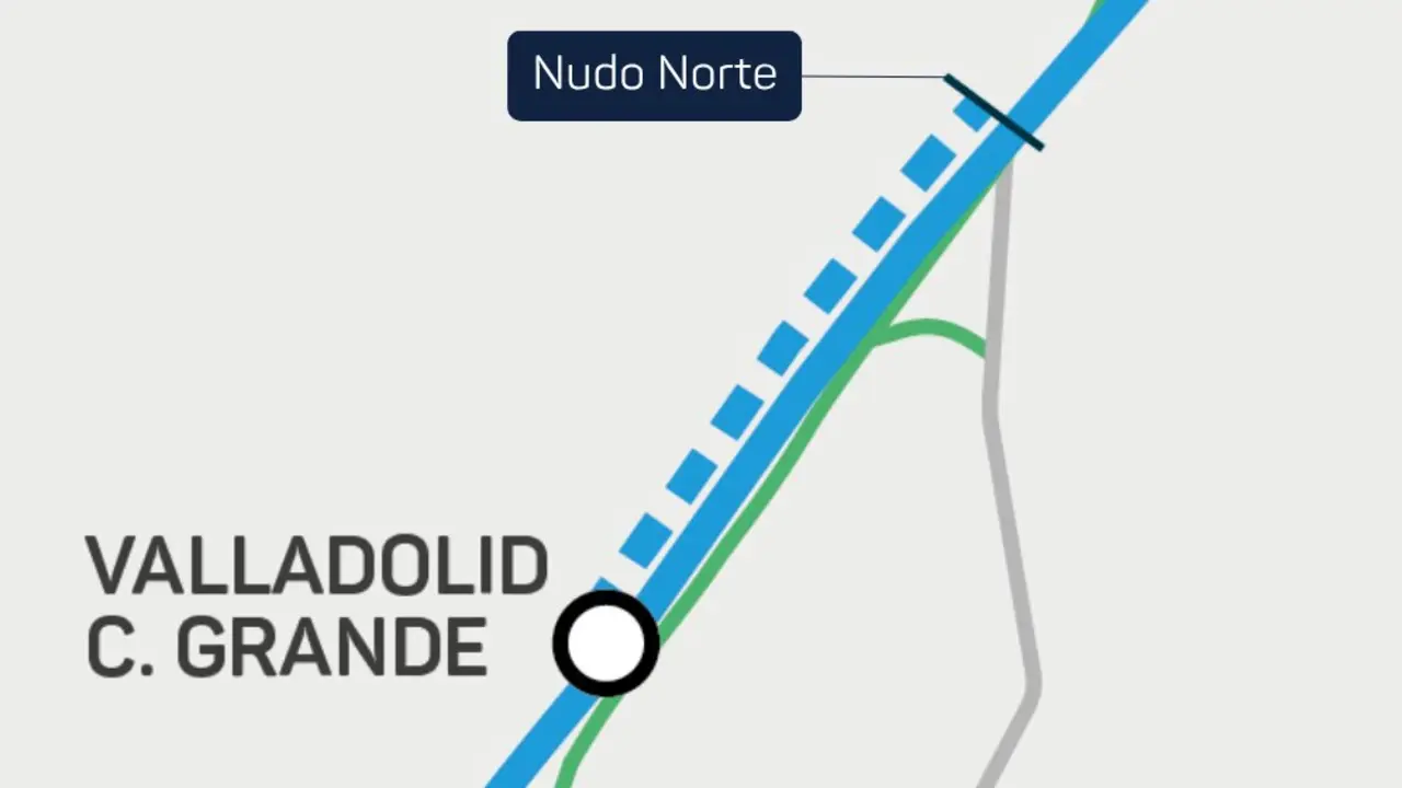 Mapa de actuación de los trabajos recién adjudicados por Adif en Valladolid.