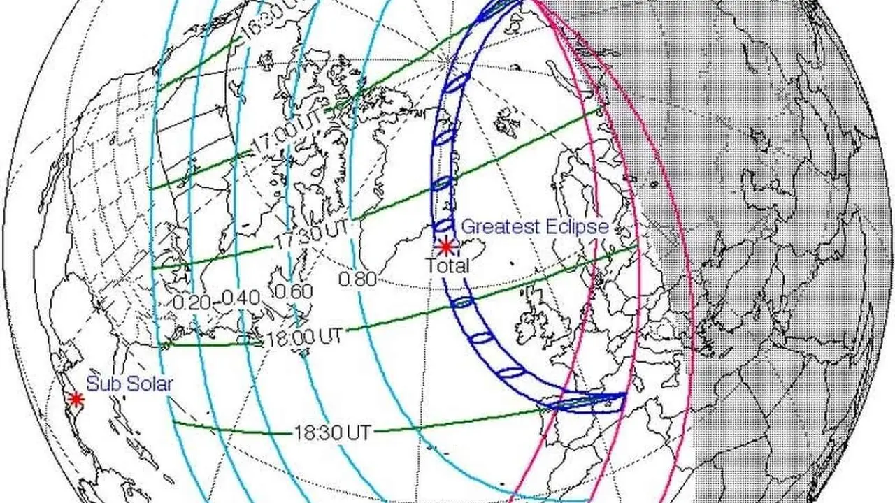 Evolución del eclipse según los datos de la NASA.