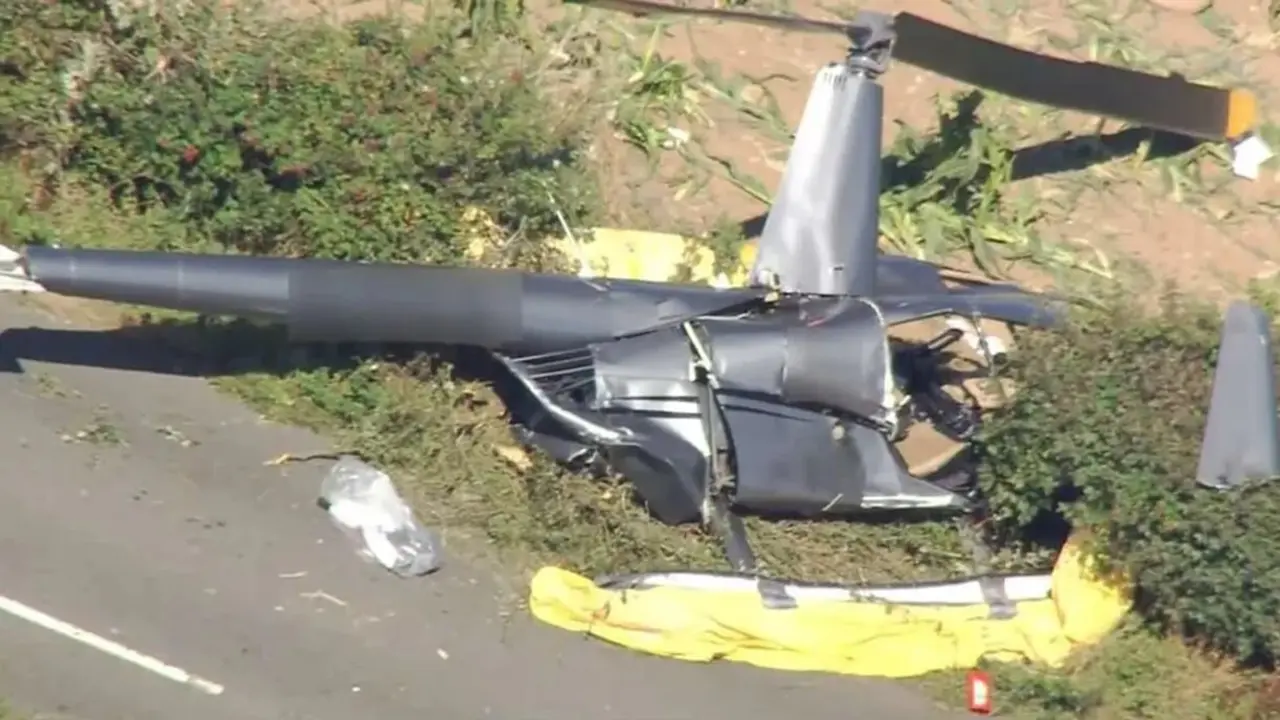 Imagen del helicóptero tras el accidente.