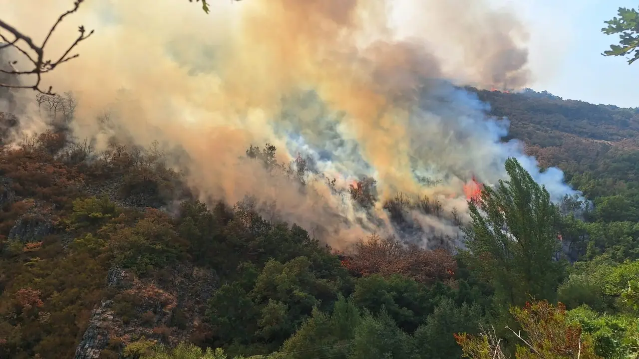 Las llamas del incendio de Garaño este martes. Foto: Brif Lubia