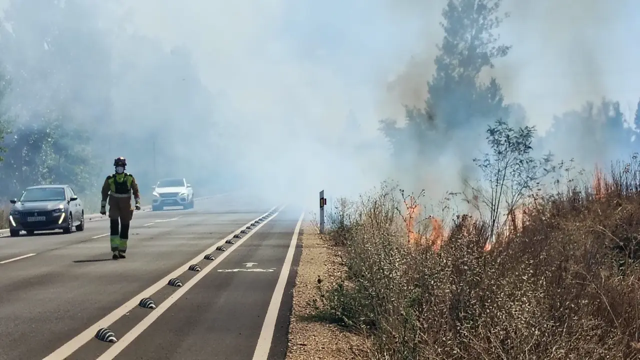 Los fuegos en La Robla, Cascantes y Azadinos obligan a retrasar la circulación de trenes en la línea León-La Robla.