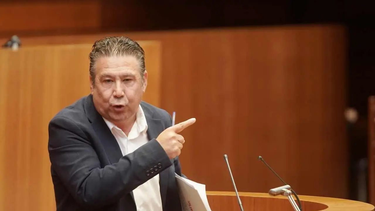 Luis Mariano Santos, durante el pleno de las Cortes.