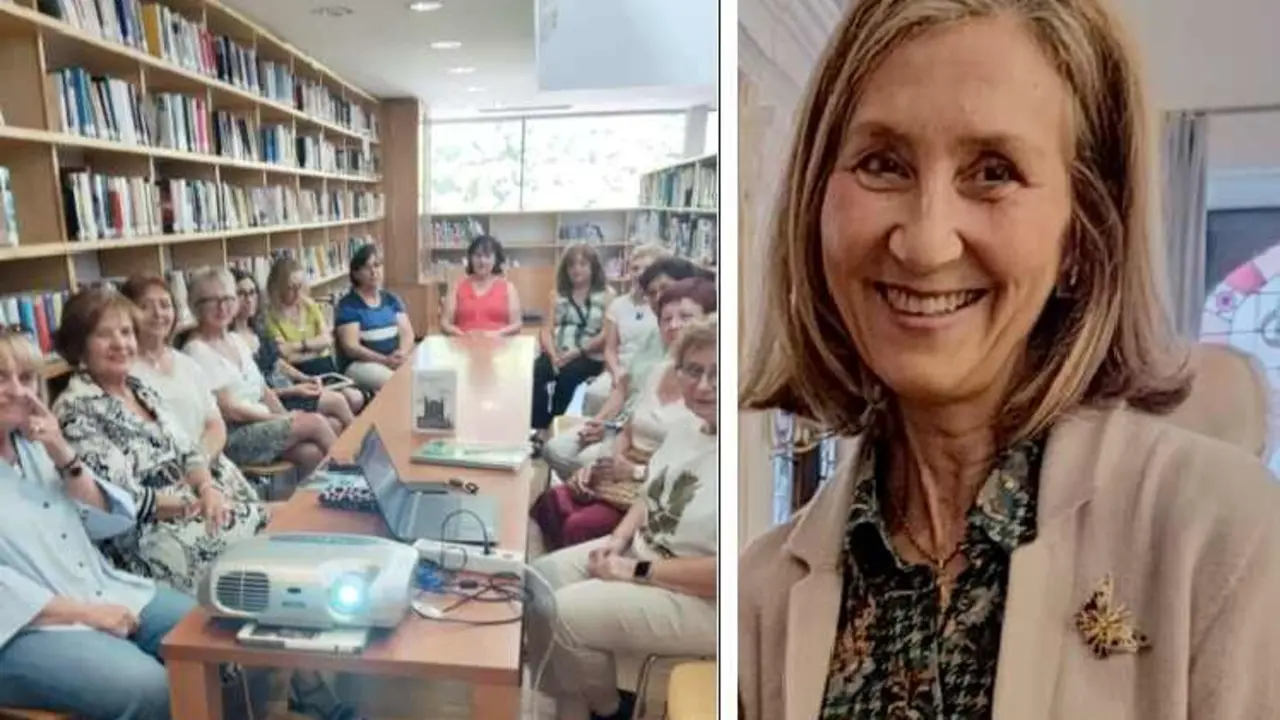 Distintos momentos de la conexión online. A la derecha, Teresa Marcilla Aurell, filóloga.