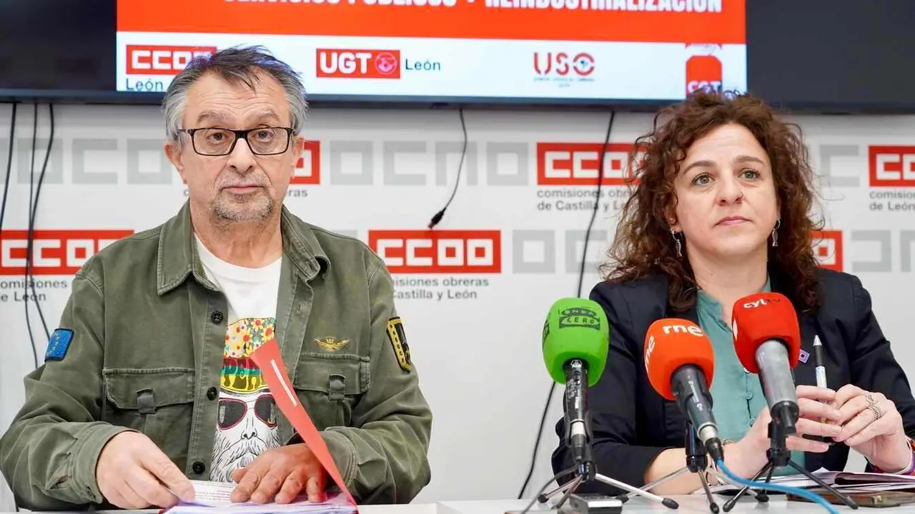 Representantes sindicales de UGT y CCOO valoran los datos del parto en León.