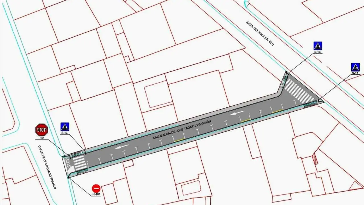 Imagen de la planta de la calle cuya reforma se acomete en Santa María del Páramo.