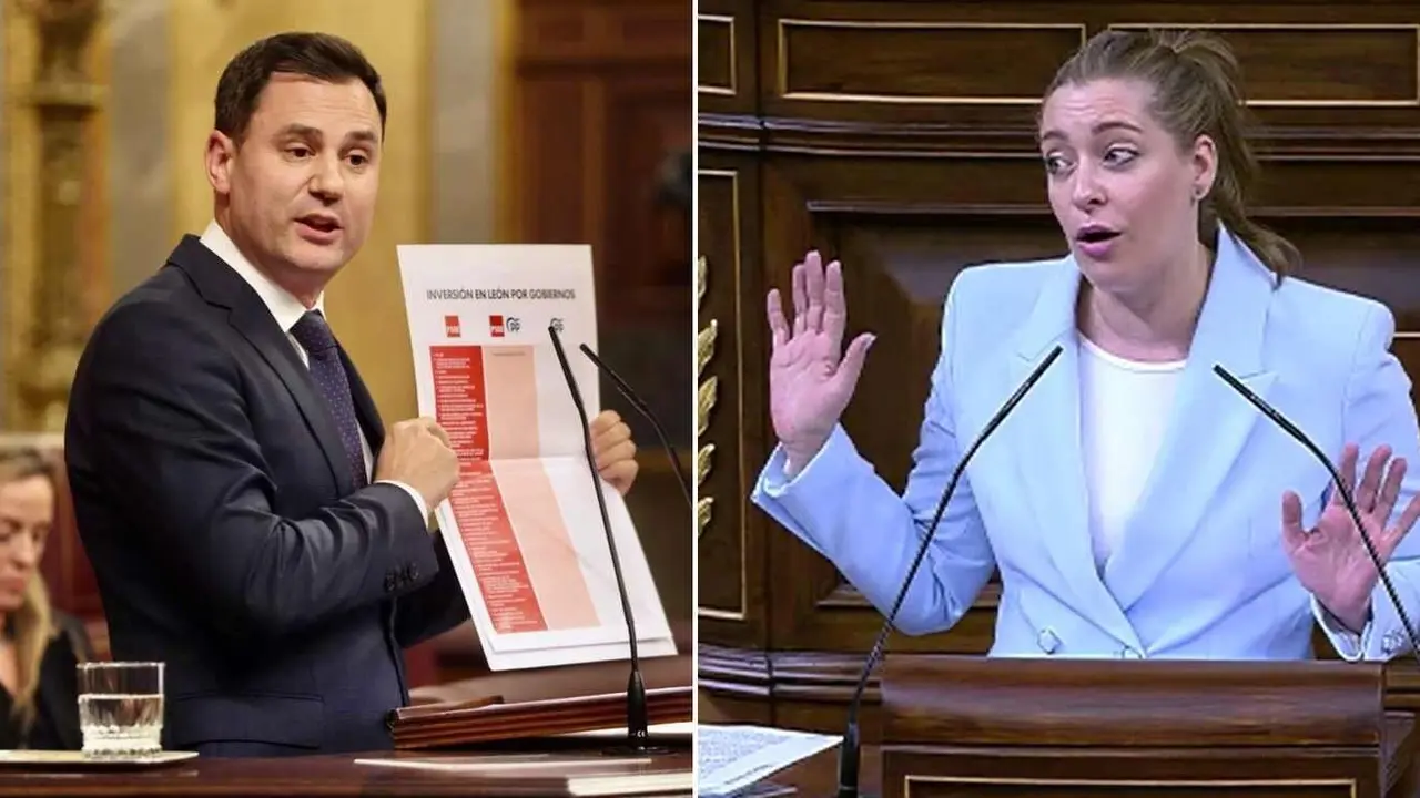 Javier Cendón muestra una lista de ejecuciones en León frente a Ester Muñoz en el intenso debate en el Congreso de los Diputados este martes.