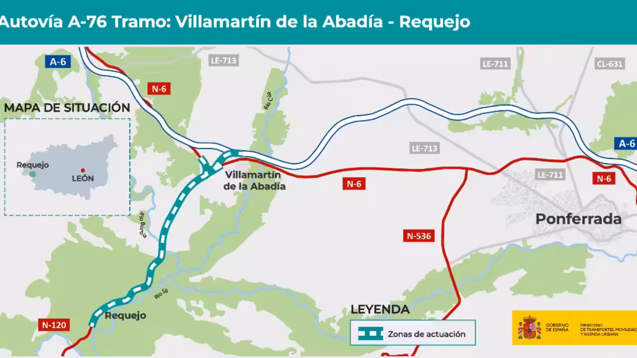 Infografía del primer tramo de la A-76 entre Villamartín de la Abadía y Requejo.
