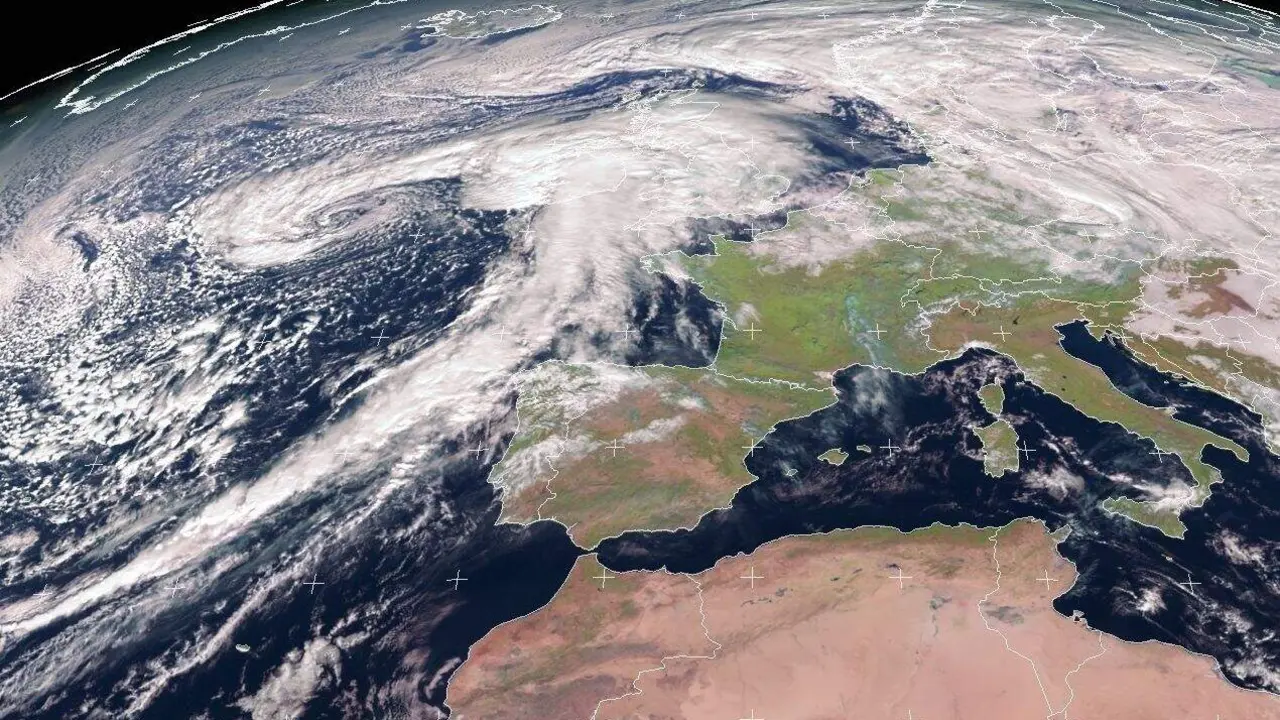 Imagen de satélite de la borrasca Claudia entrando en la península. Foto: Eumetsat