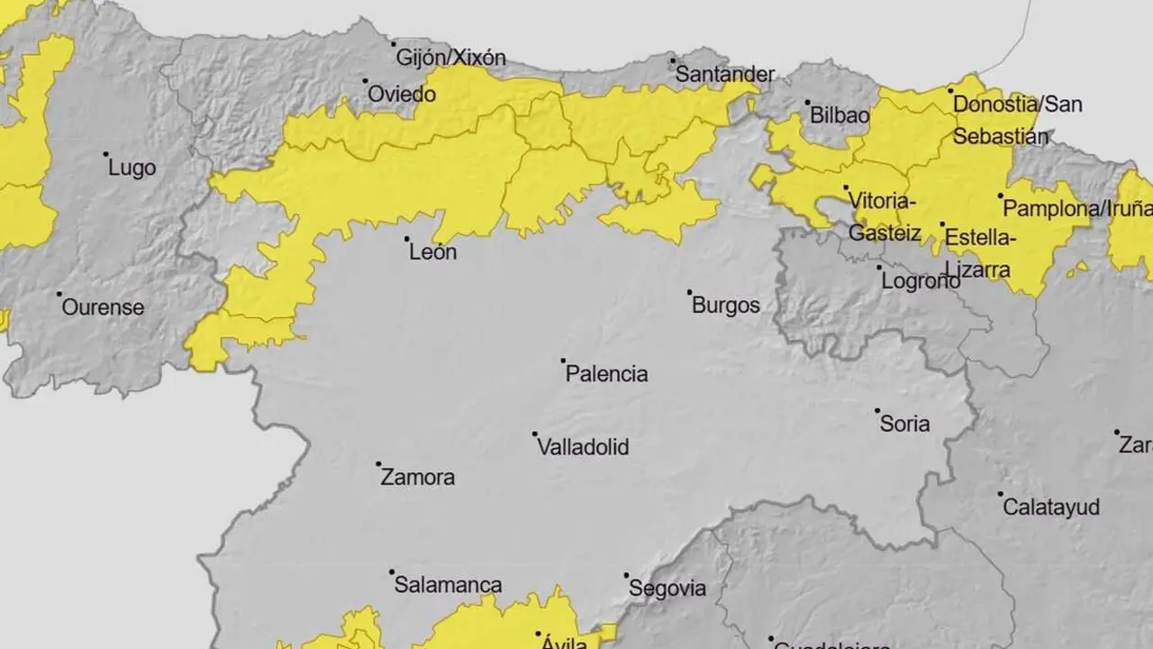 Imagen de la alerta amarilla en la provincia de León.