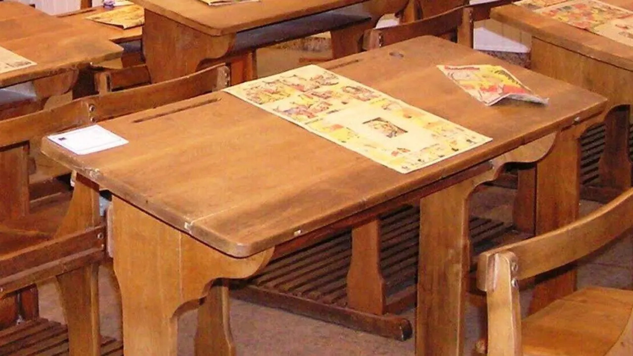 Pupitre de una escuela rural.