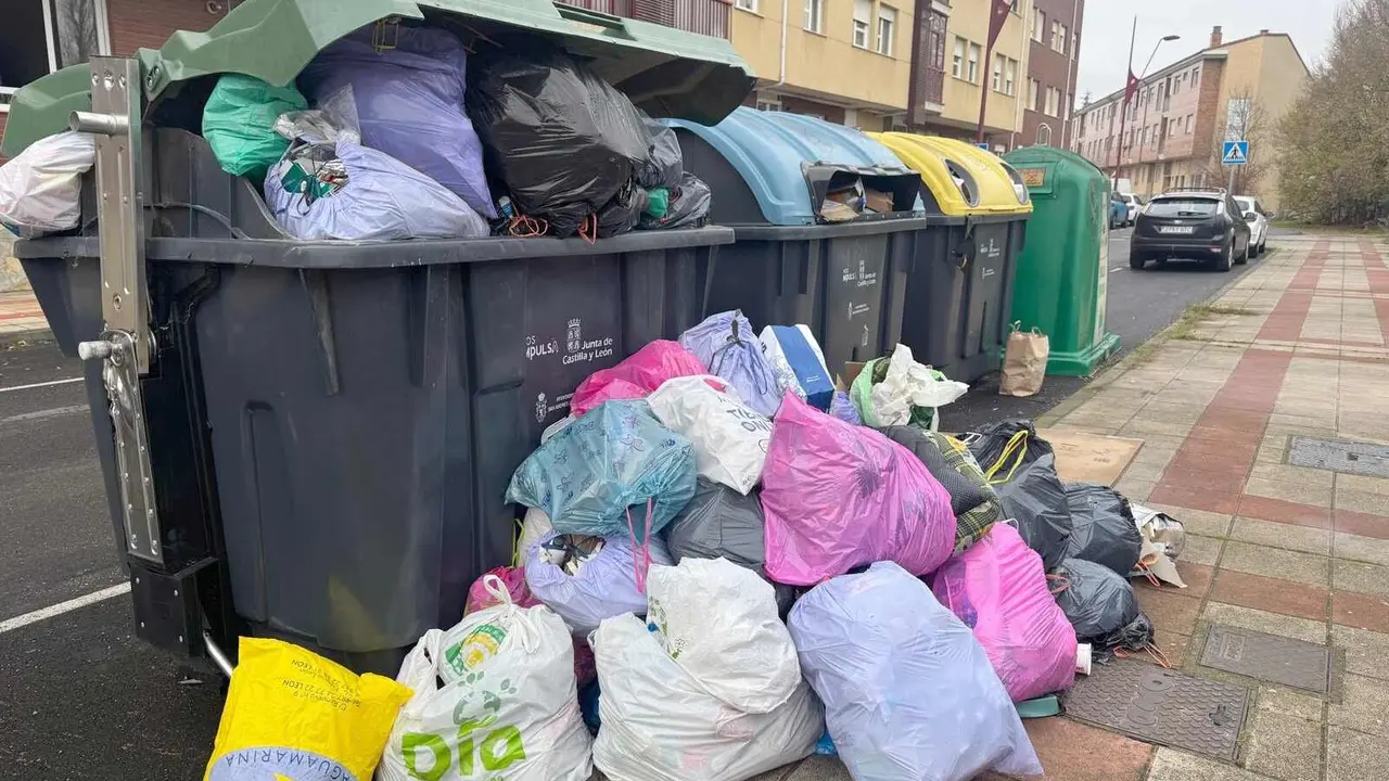 Imagen de los contenedores de basura, este viernes, en San Andrés del Rabanedo.
