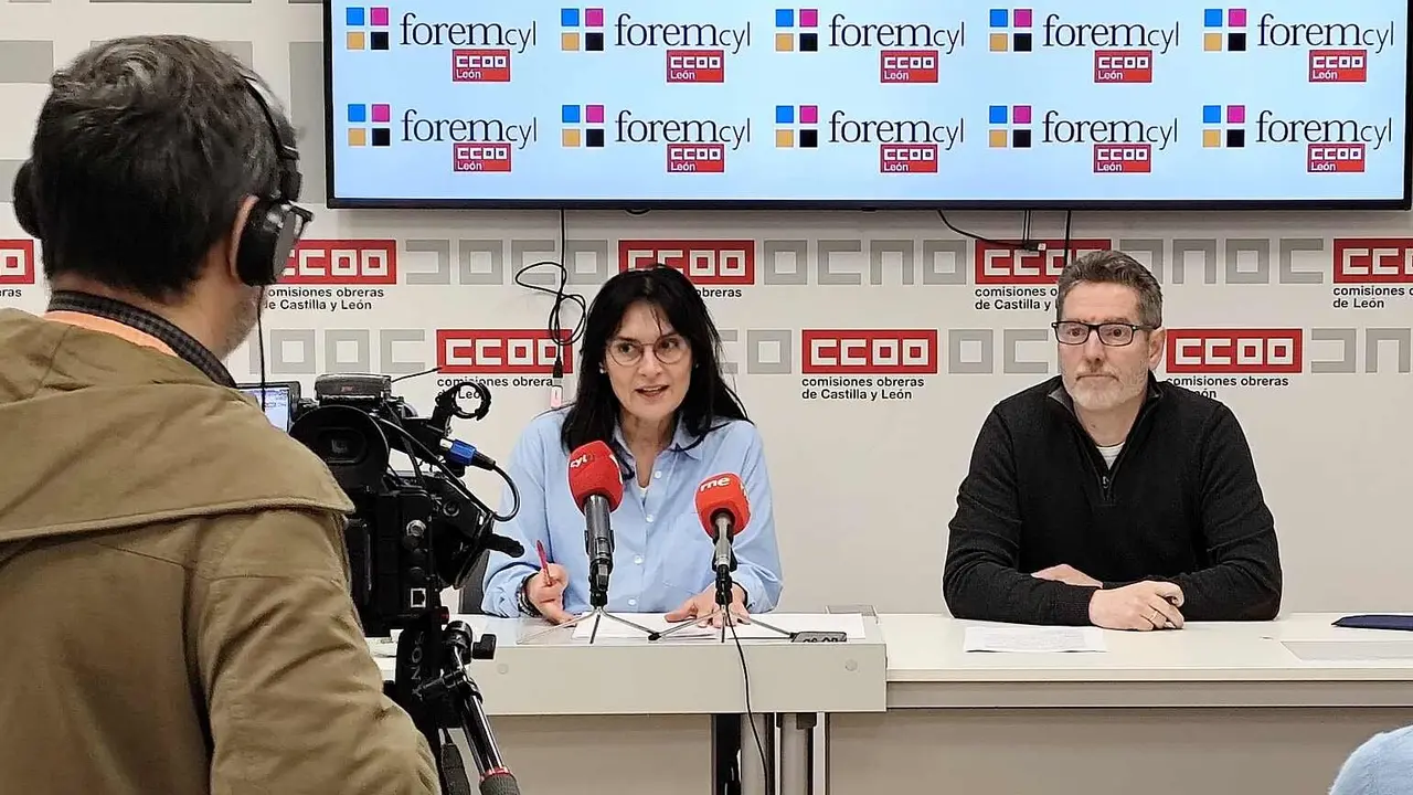 Un instante de la rueda de prensa celebrada este miércoles en la sede de CCOO León.