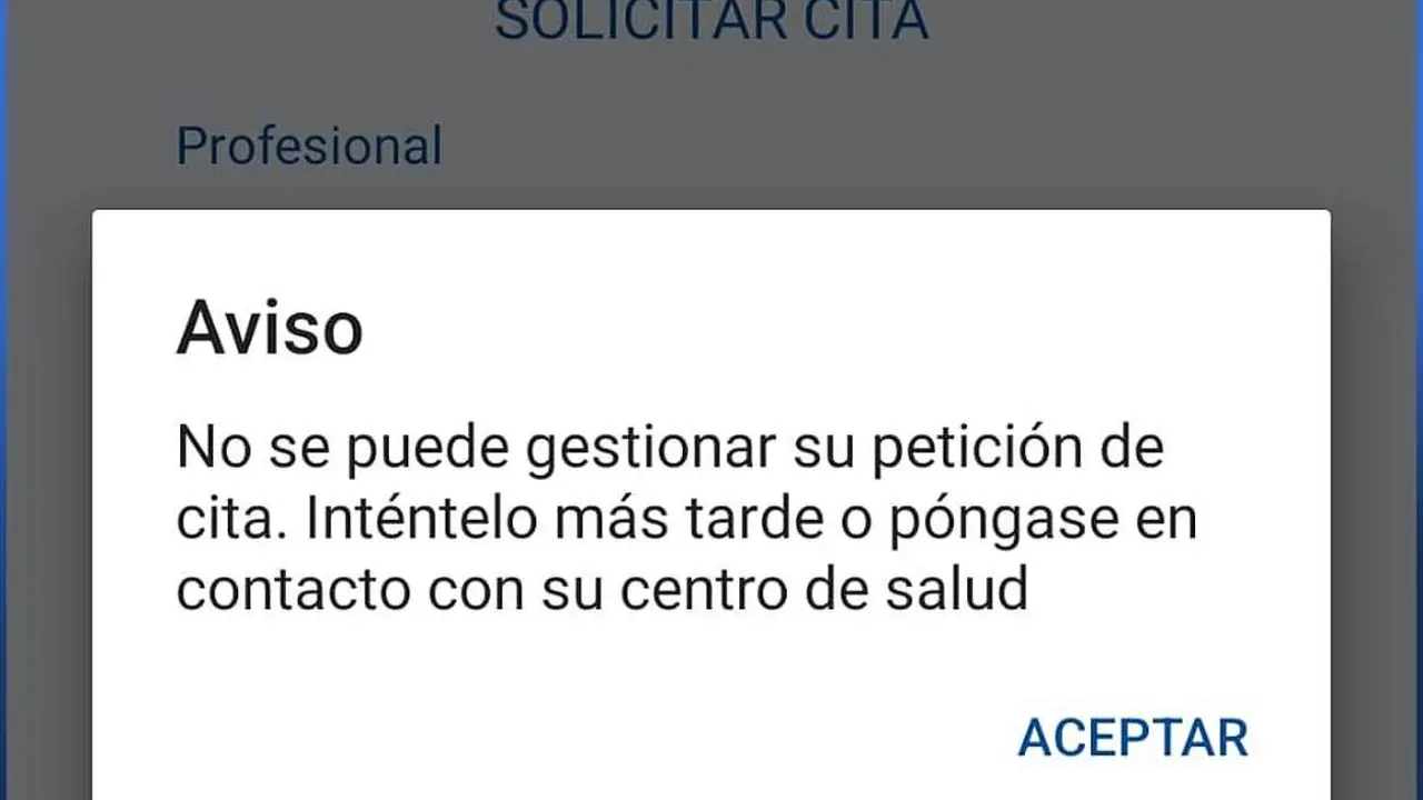 Imagen de la denegaci&oacute;n de servicio que ofrece como respuesta la aplicaci&oacute;n de Sacyl.