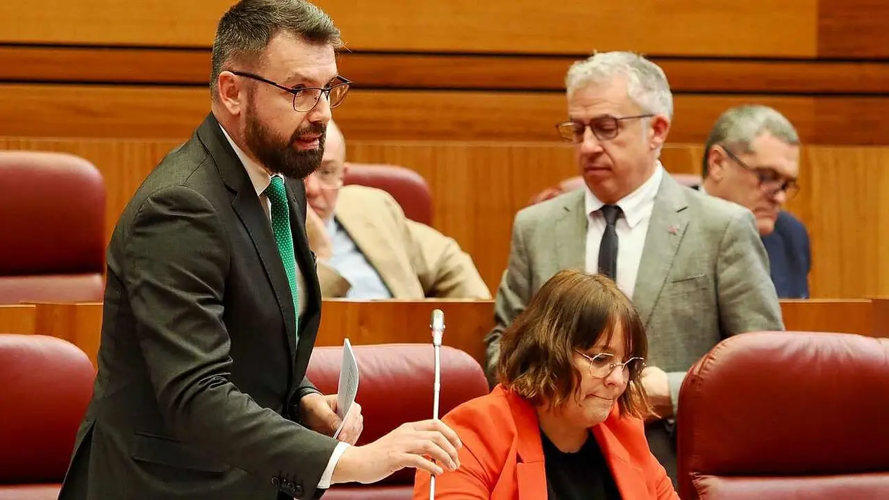 El procurador berciano de UPL, Jos&eacute; Ram&oacute;n Garc&iacute;a, durante el pleno de las Cortes.