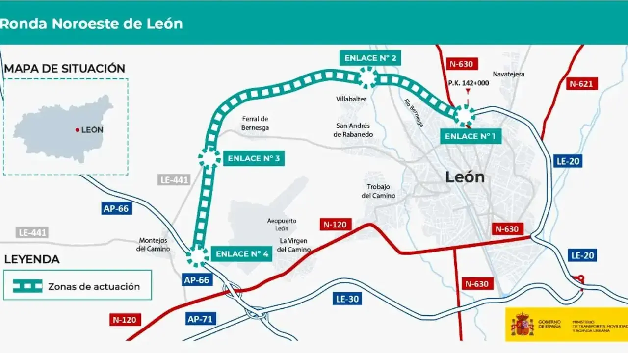 Imagen del proyecto de Ronda Norte para Le&oacute;n, una de las pocas ciudades a nivel nacional que no tiene finalizada su circunvalaci&oacute;n.