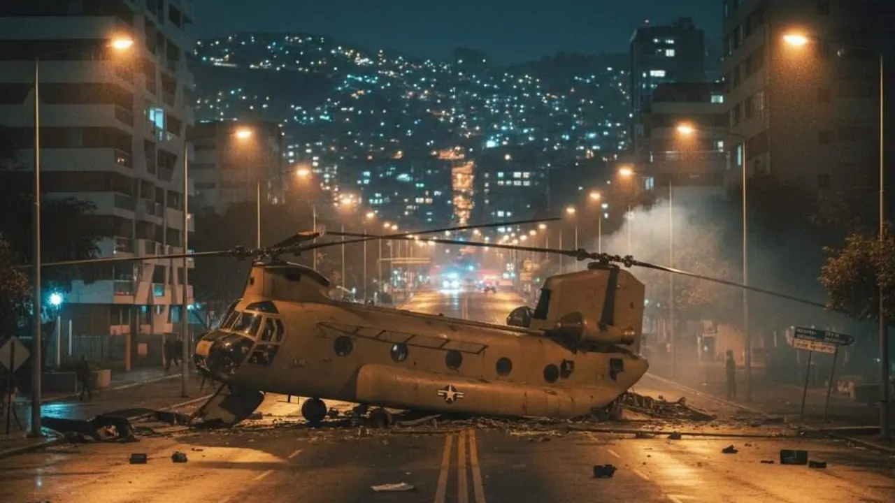 Imagen de un helic&oacute;ptero norteamericano en las calles de Caracas.