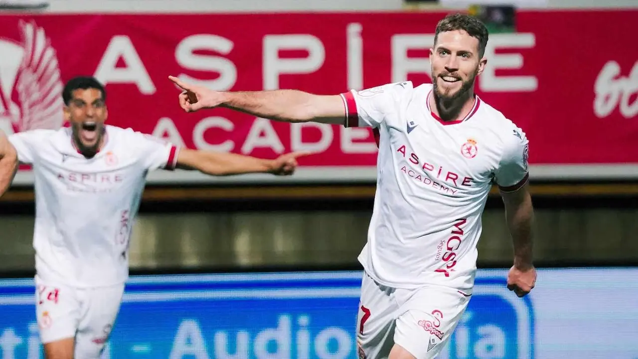 Calero celebra su primer gol ante el Athletic de Bilbao en el Reino de Le&oacute;n.